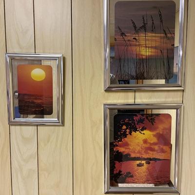 Framed Sunset-Themed Prints in Silver-Toned Frames