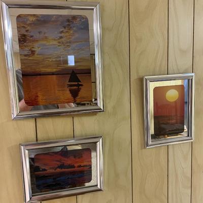 Framed Sunset-Themed Prints in Silver-Toned Frames