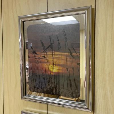 Framed Sunset-Themed Prints in Silver-Toned Frames