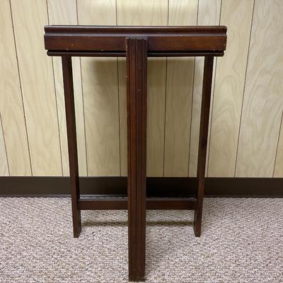 Wooden Side Table with Glass Top and Cross-Bar Support