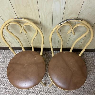 Bentwood Bistro Chairs with Brown Upholstered Seats