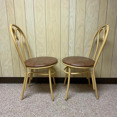 Bentwood Bistro Chairs with Brown Upholstered Seats