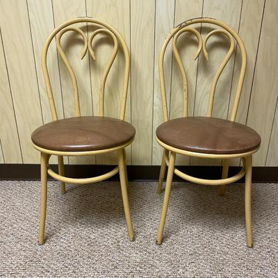 Bentwood Bistro Chairs with Brown Upholstered Seats