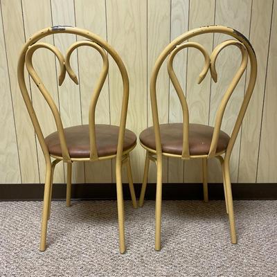 Bentwood Bistro Chairs with Brown Upholstered Seats