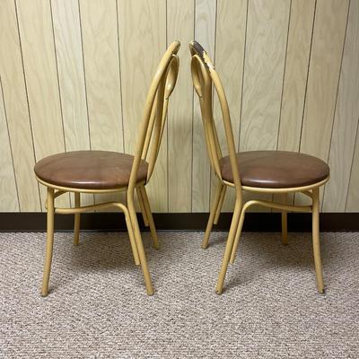 Bentwood Bistro Chairs with Brown Upholstered Seats
