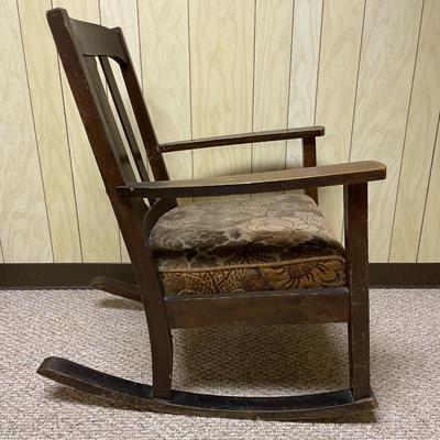 Wooden Rocking Chair with Upholstered Cushion Seat