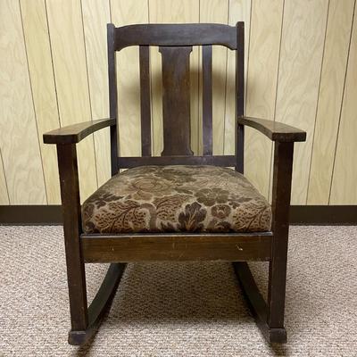 Wooden Rocking Chair with Upholstered Cushion Seat