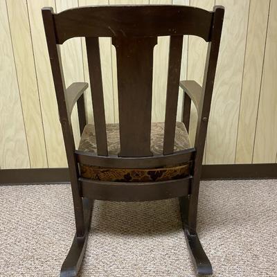 Wooden Rocking Chair with Upholstered Cushion Seat