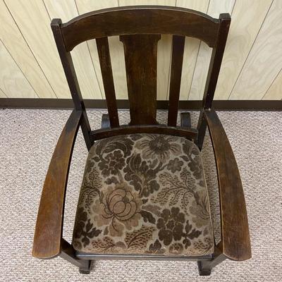 Wooden Rocking Chair with Upholstered Cushion Seat