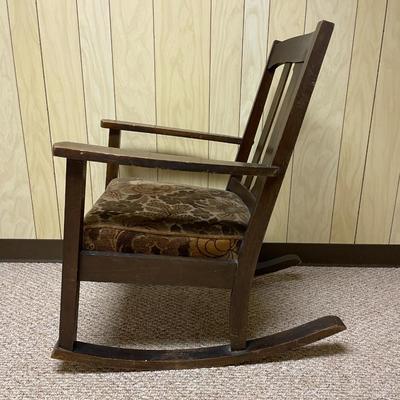 Wooden Rocking Chair with Upholstered Cushion Seat