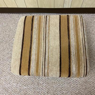 Mid-Century Upholstered Armchair and Ottoman with Wood Frame