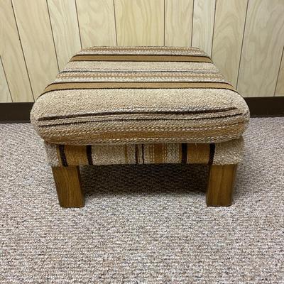 Mid-Century Upholstered Armchair and Ottoman with Wood Frame