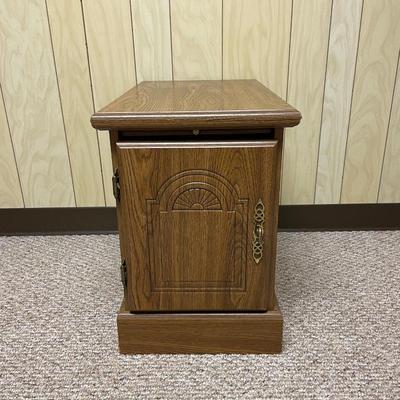 Wooden Side Cabinet With Hinged Door and Interior Storage