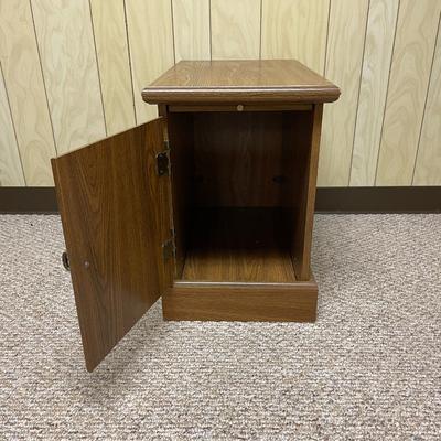 Wooden Side Cabinet With Hinged Door and Interior Storage