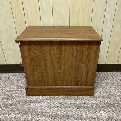 Wooden Side Cabinet With Hinged Door and Interior Storage