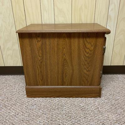 Wooden Side Cabinet With Hinged Door and Interior Storage