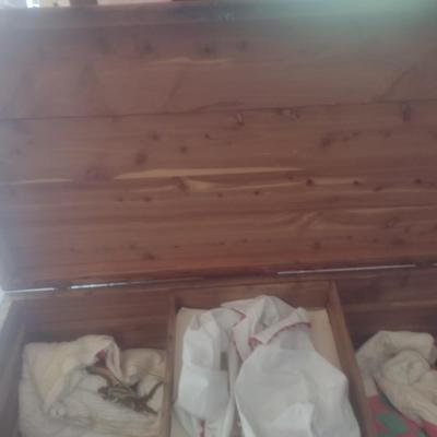 Cedar Wood Blanket Chest with Sliding Interior Drawer
