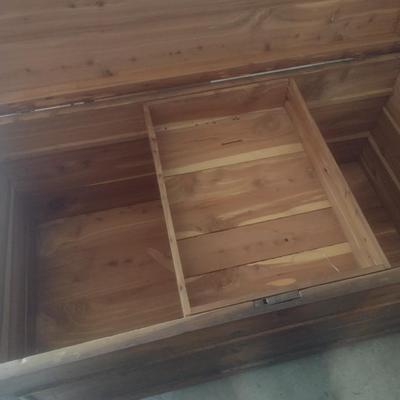 Cedar Wood Blanket Chest with Sliding Interior Drawer