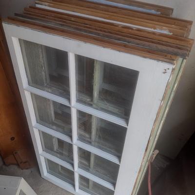Assortment of Wood Framed Windows with Mullions Various Colors