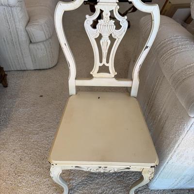 Antique White Painted Kidney Shaped Vanity Set with Chair Vintage