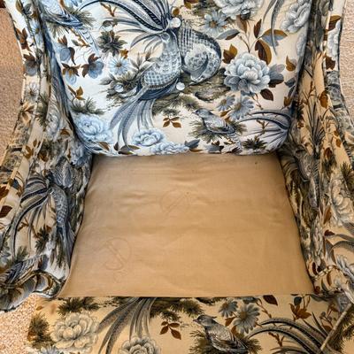 Vintage Wingback Accent Chair Floral Upholstery Living Room Furniture