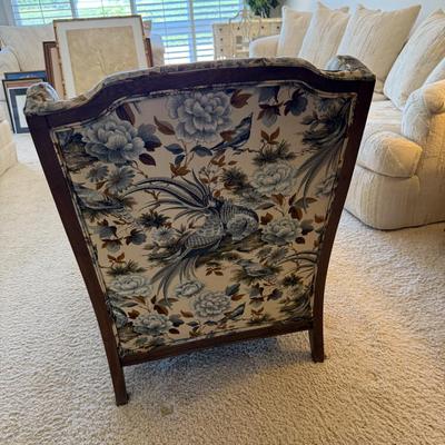 Vintage Wingback Accent Chair Floral Upholstery Living Room Furniture