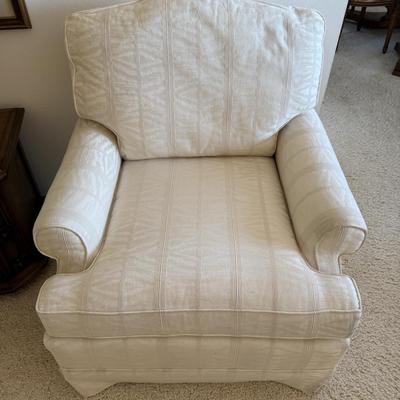 Drexel Heritage Vintage Skirted Club Chair Multicolor Cream Damask