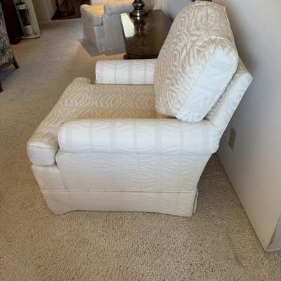 Drexel Heritage Vintage Skirted Club Chair Multicolor Cream Damask