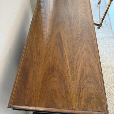 Vintage Thomasville Drop Leaf Sideboard Server with Table Pads Brown