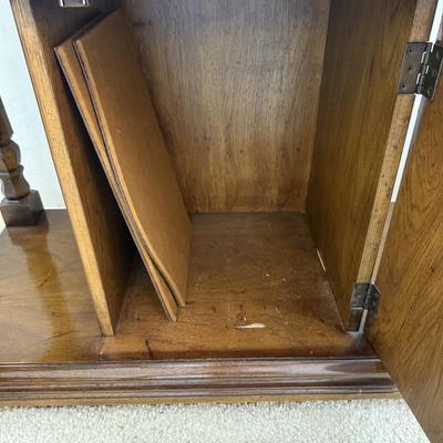 Vintage Thomasville Drop Leaf Sideboard Server with Table Pads Brown