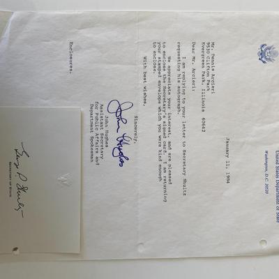 United States Secretary of State George Shultz signed letter