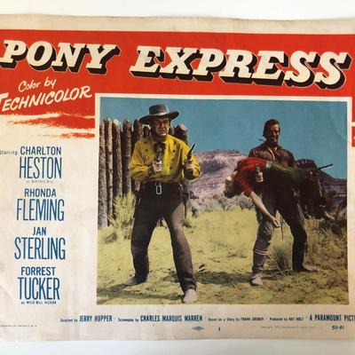Pony Express original 1953 vintage lobby card
