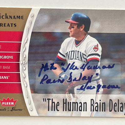 Mike Hargrove The Human Rain Delay signed 2006 Fleer Nickname Greats trading card