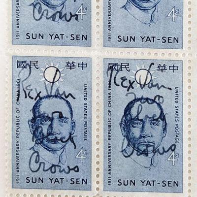 Rex Van Crows signed stamp sheet