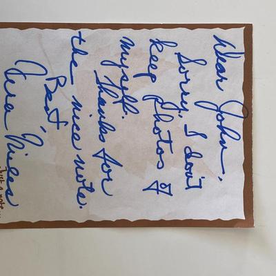 Vera Miles signed note