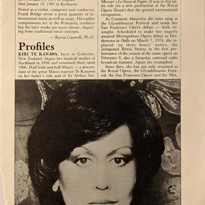 Dame Kiri Te Kanawa Signed Program Page