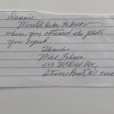Lieutenant Steven Point signed note