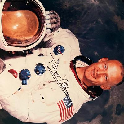 Buzz Aldrin facsimile signed photo. 8x10 inches