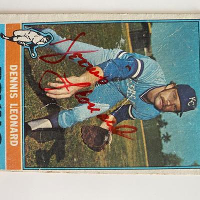 Kansas City Royals Dennis Leonard 1976 Topps #334 signed trading card
