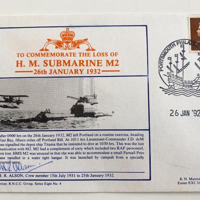 H.M Submarine M2 W.H. Alson Signed Commemorative Cover
