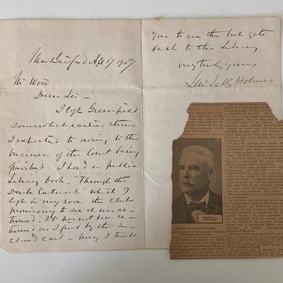 Associate Justice Baron Lemuel Holmes signed card