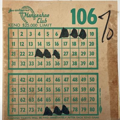 Horseshoe Club Keno card