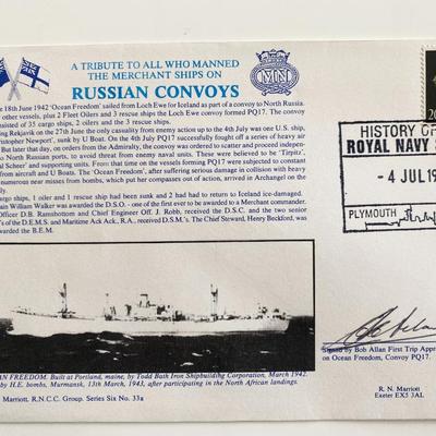 WWII Russian Convoys Royal Naval Signed Commemorative Cover