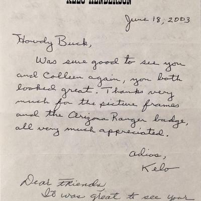 Kelo Henderson Signed Letter