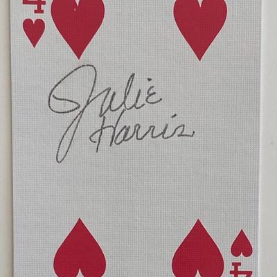 Julie Harris signed playing card