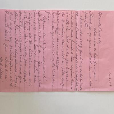 Mary Weddle signed letter