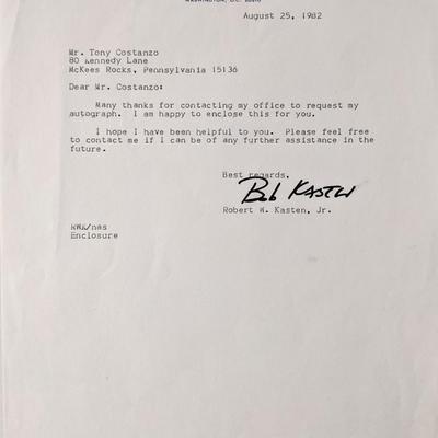 US Senator Robert W. Kasten, Jr. signed letter