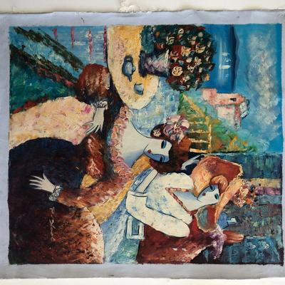 Ladies Taking Tea by the Sea Original original painting on canvas