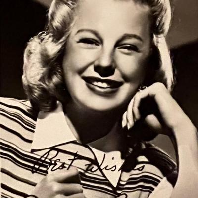 June Allyson facsimile signed photo. 3x5 inches