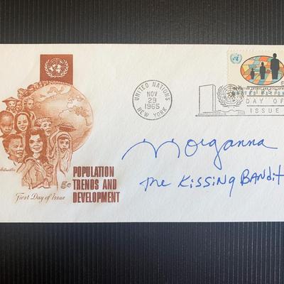 The Kissing Bandit Morganna Roberts signed first day cover